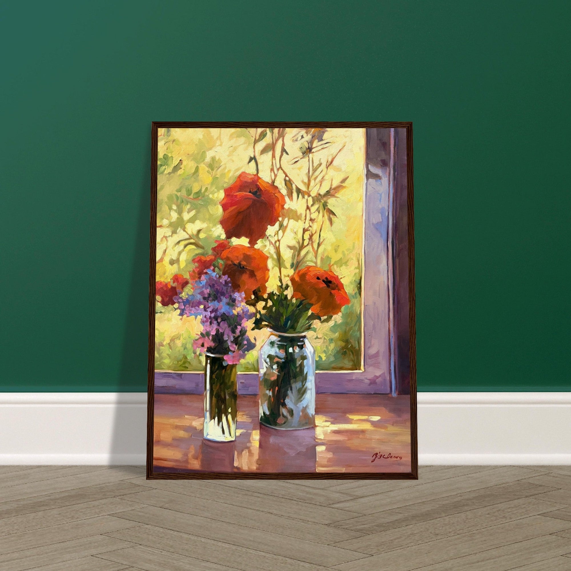 &quot;Morning Light Poppies&quot; Still Life Floral | 18x24 inch Wooden Framed Art Print | Original Artwork by American Artist Barbara Cleary