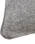 Grey Herringbone Wool Cushion with Piped Edges