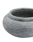 Round Ribbed Ceramic Planter White