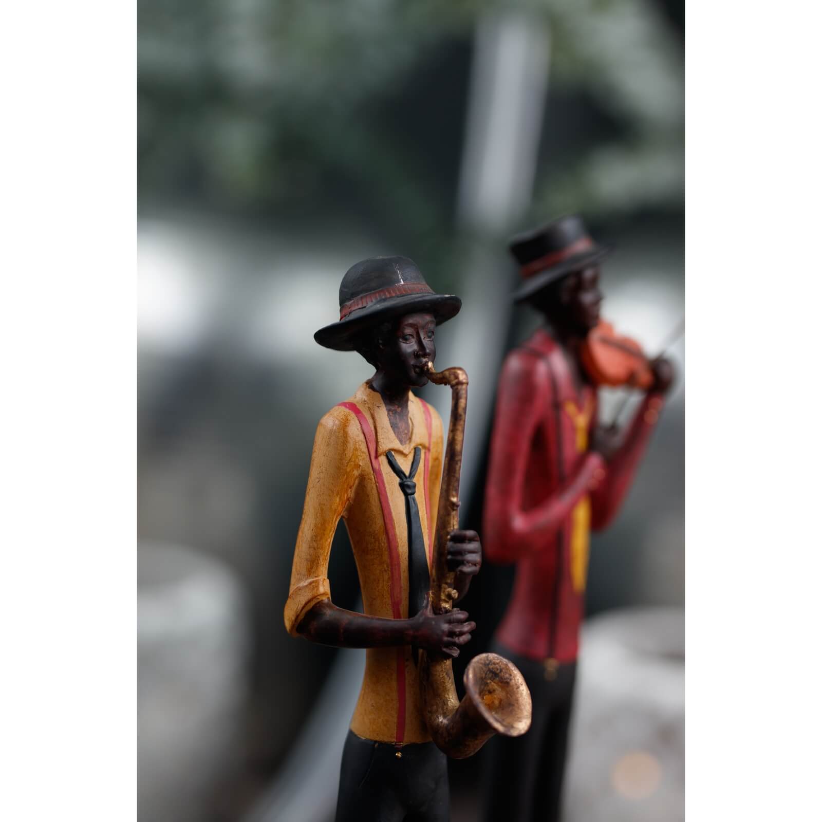 Handcrafted Jazz Violinist Sculpture in Art Deco Style