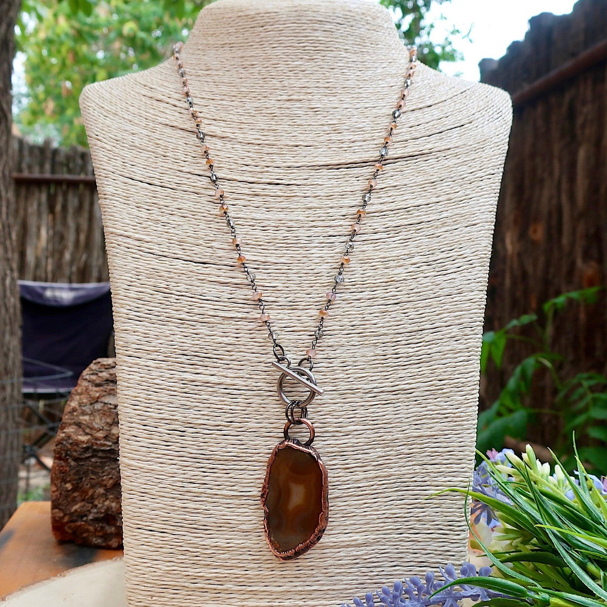 Agate Slice Necklace - Crystal Jewelry | Handmade by Blackbird &amp; Sage