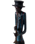 Standing jazz trumpeter figurine, hand-painted bronze resin sculpture, 60cm tall with lifelike details, elegant home decor. by sostter at brixbailey.com