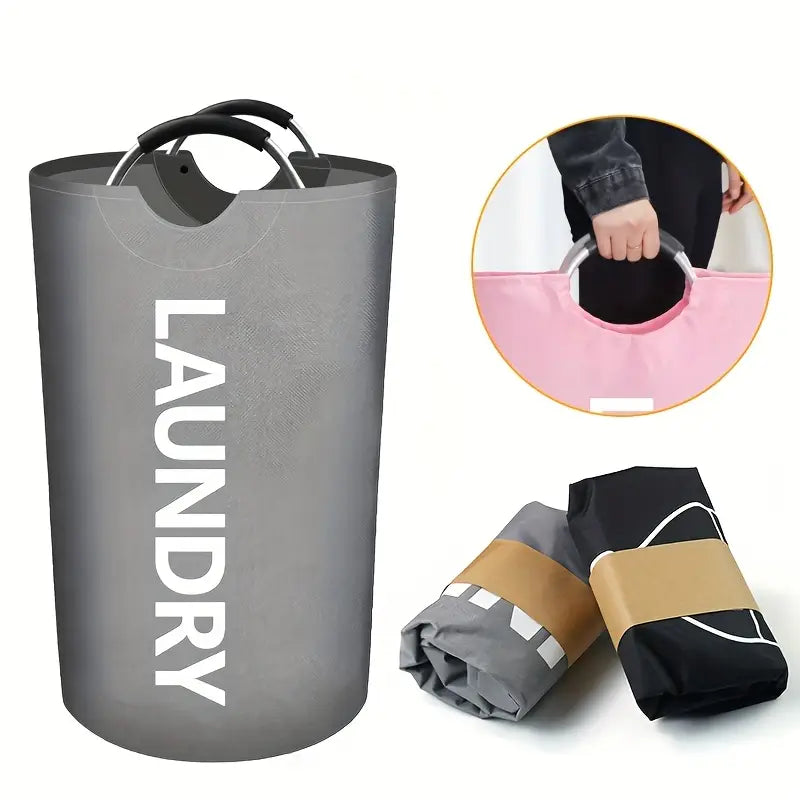 90L Extra Large Laundry Basket – Heavy-Duty Foldable Clothes Hamper with Handles | Space-Saving Round Fabric Laundry Bin for Home, Dorm, Office &amp; Hotel