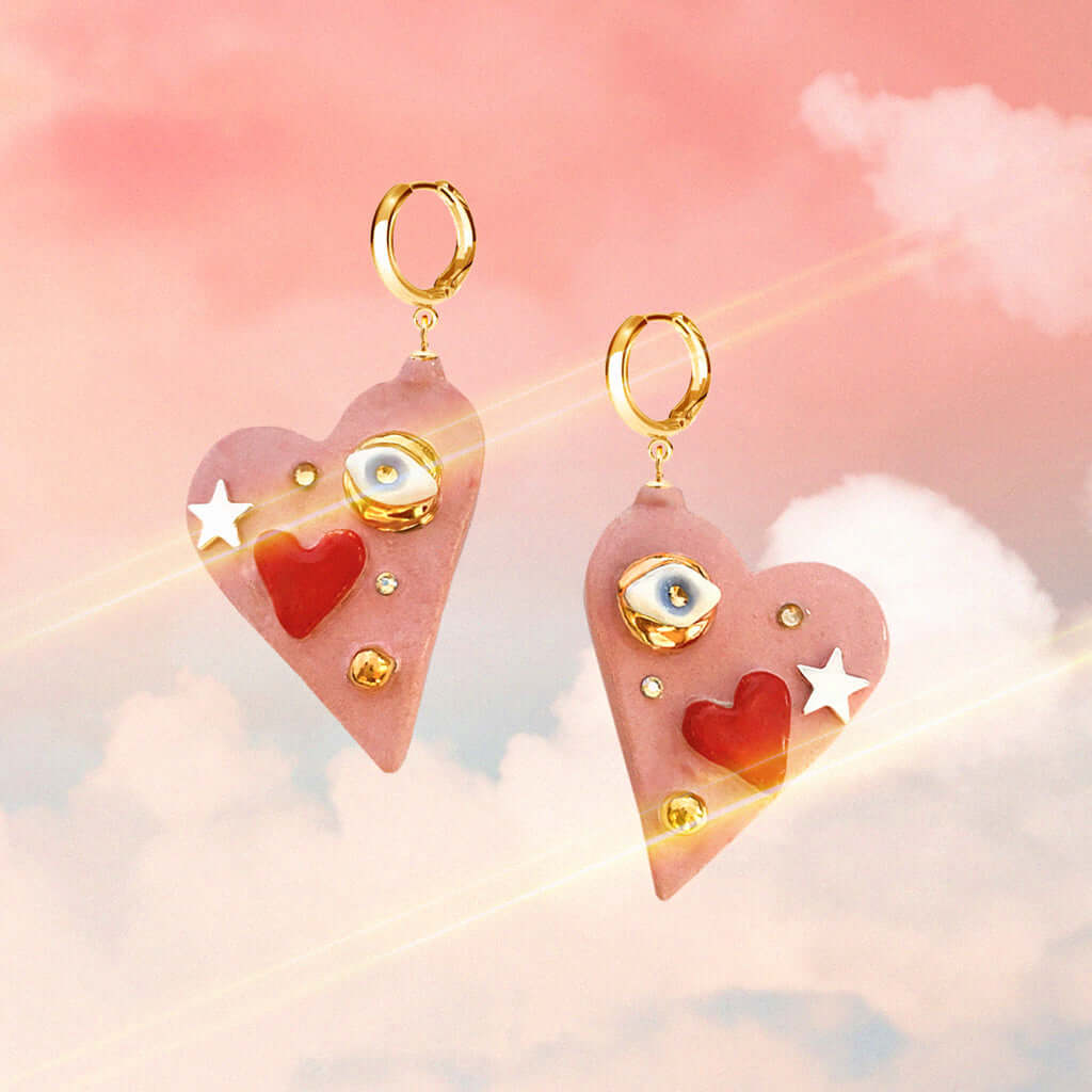 All You Need Is Love Earrings – Handmade with 24K Gold &amp; Crystals by SCULP at www.brixbailey.com