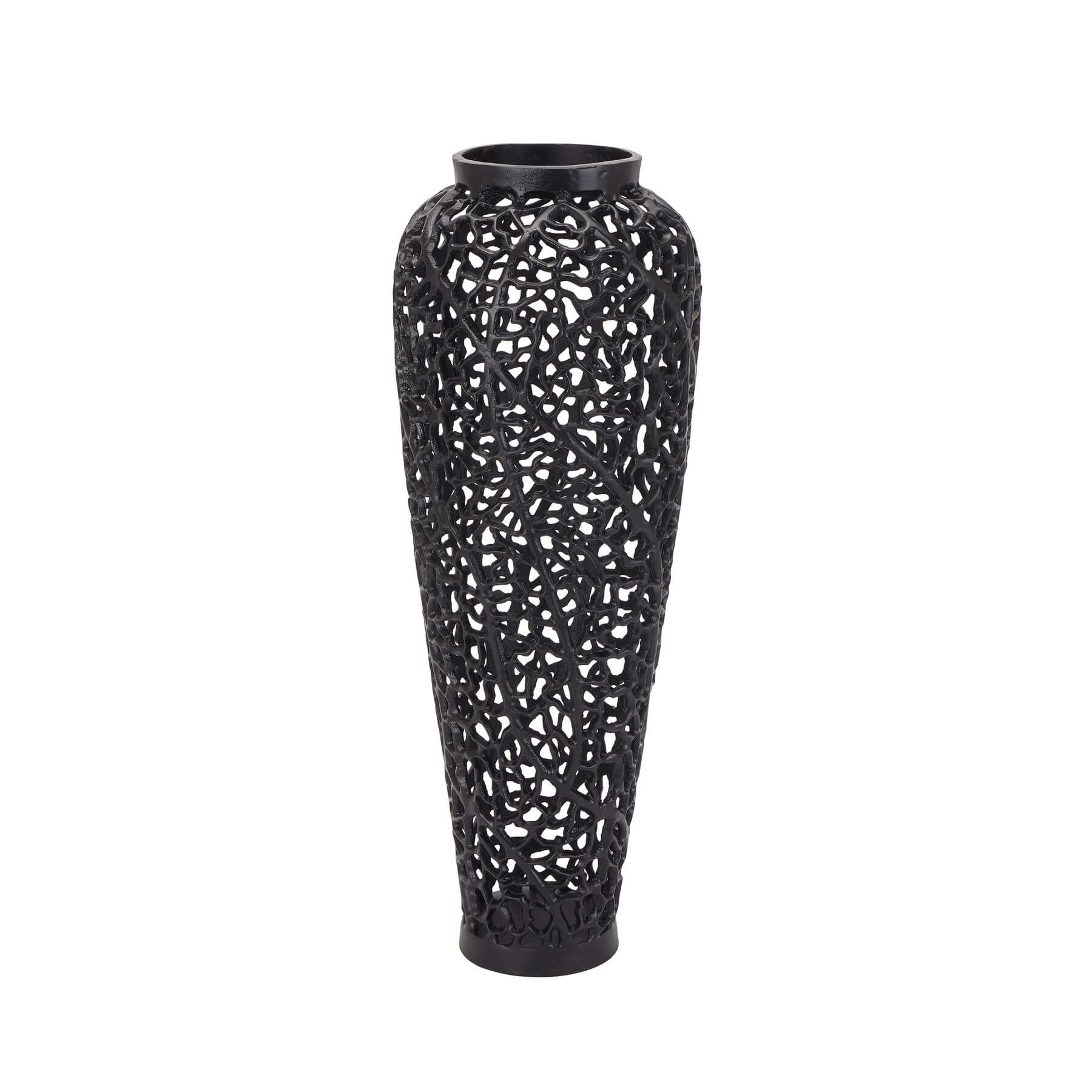 Elegant Black Cast Iron Lattice Vase | Modern Decor