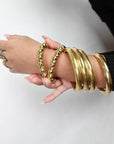Beaded Orb Adjustable Brass/Silver Cuff