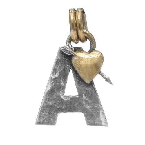 Handcrafted Silver Initial Necklace with Gold Heart Detail by Sostter at brixbailey.com