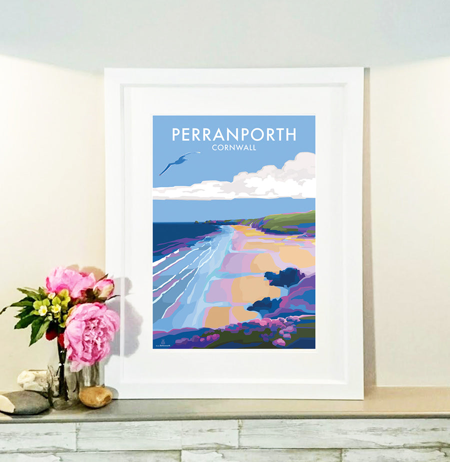 Perranporth Travel Poster and Seaside Print