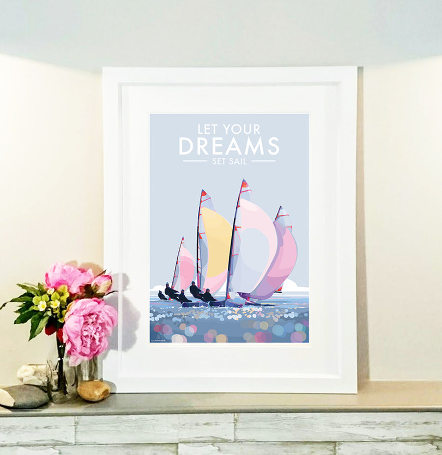 Let Your Dreams Set Sail Vintage Poster