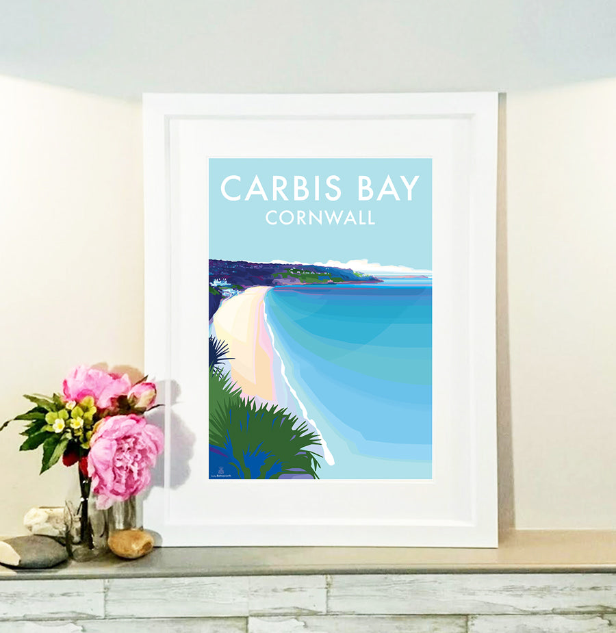 Carbis Bay Seaside Travel Poster Print