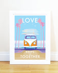 Love Keeps Us Together Vintage Retro Quote Poster