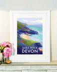Gara Rock Devon Beach Travel Poster