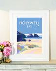 Holywell Bay Seaside Travel Poster Print