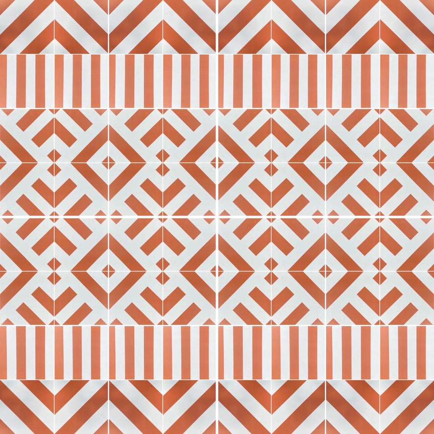 Luxury geometric terracotta porcelain tile, premium durable indoor-outdoor anti-slip flooring, stylish striped design by Maria Starling Design at brixbailey.com