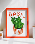 Basil Herb print from an original painting, choice of sizes, available framed and unframed