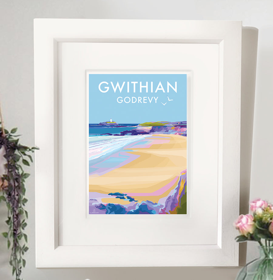 Gwithian and Godrevy Vintage Travel Poster Print