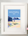 Holywell Bay Seaside Travel Poster Print