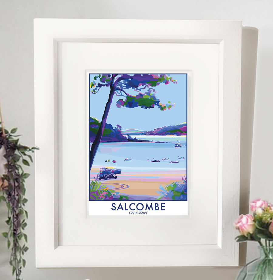 South Sands Salcombe Vintage Travel Poster Print