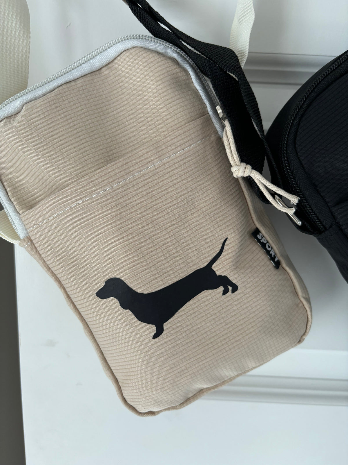Dachshund Sausage Dog Cross Body Bag with Pouch &amp; Zipper