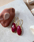 Oval Ruby Drop Earrings in 22 Karat Gold
