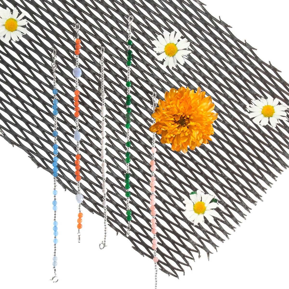 Orange Agate Lucia Silver and Stone Bracelet
