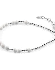 White Agate Sienna Silver and Stone Bracelet