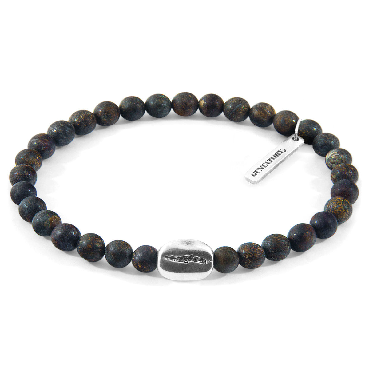 Brown Bronzite GUSTATORY Coffee Bean Silver and Stone Bracelet