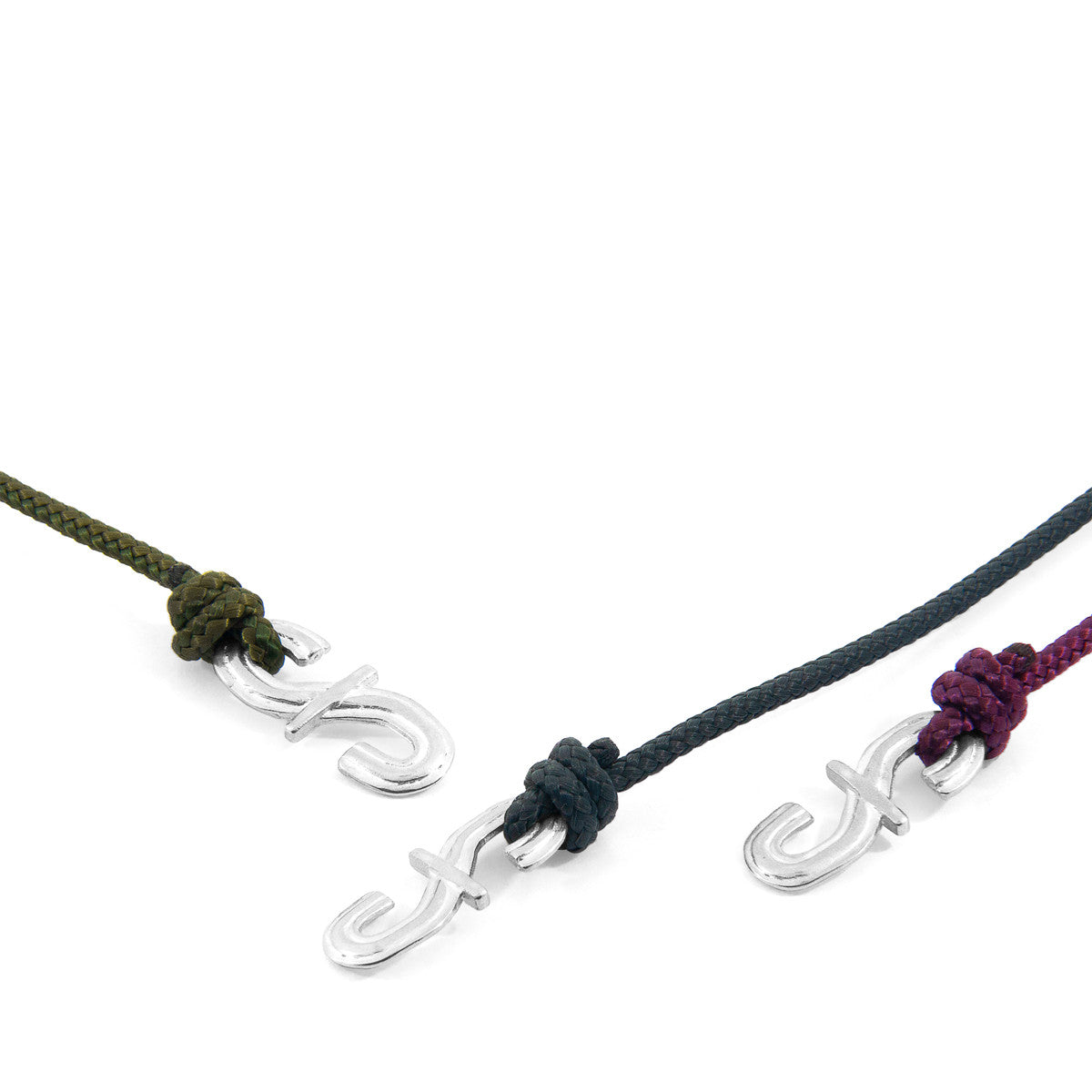 Khaki Green Mr Shaw Signature Silver and Rope Bracelet
