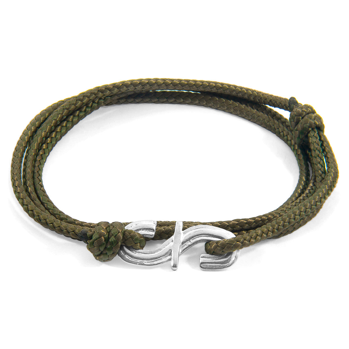 Khaki Green Mr Shaw Signature Silver and Rope Bracelet