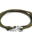 Khaki Green Mr Shaw Signature Silver and Rope Bracelet