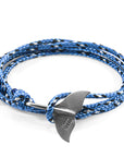 Blue Think Ocean Big Whale Silver and Rope Bracelet