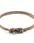 Sand Brown Think Ocean Signature Silver and Rope Bracelet