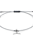 Iron Grey Think Ocean Mini Whale Silver and Rope Macrame Bracelet