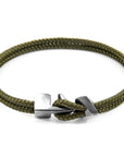 Khaki Green Brixham Silver and Rope Bracelet
