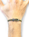 Khaki Green Brixham Silver and Rope Bracelet