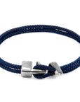 Navy Blue Brixham Silver and Rope Bracelet