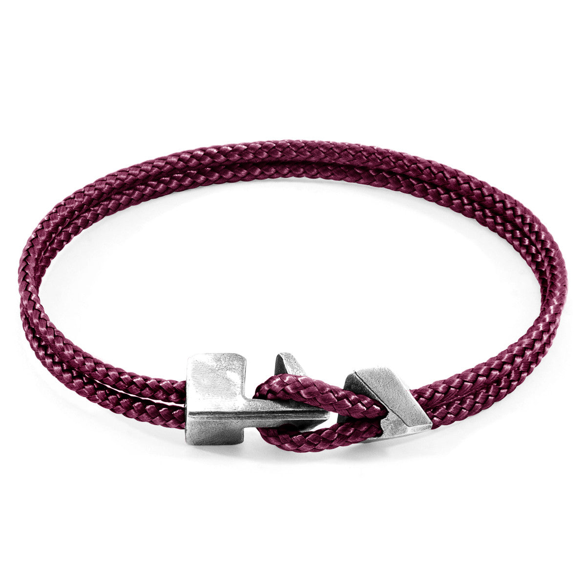 Aubergine Purple Brixham Silver and Rope Bracelet