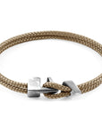 Sand Brown Brixham Silver and Rope Bracelet