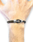 Raven Black Brixham Silver and Round Leather Bracelet