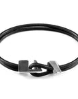 Raven Black Brixham Silver and Round Leather Bracelet