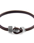 Mocha Brown Brixham Silver and Round Leather Bracelet