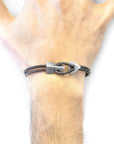 Shadow Grey Brixham Silver and Round Leather Bracelet