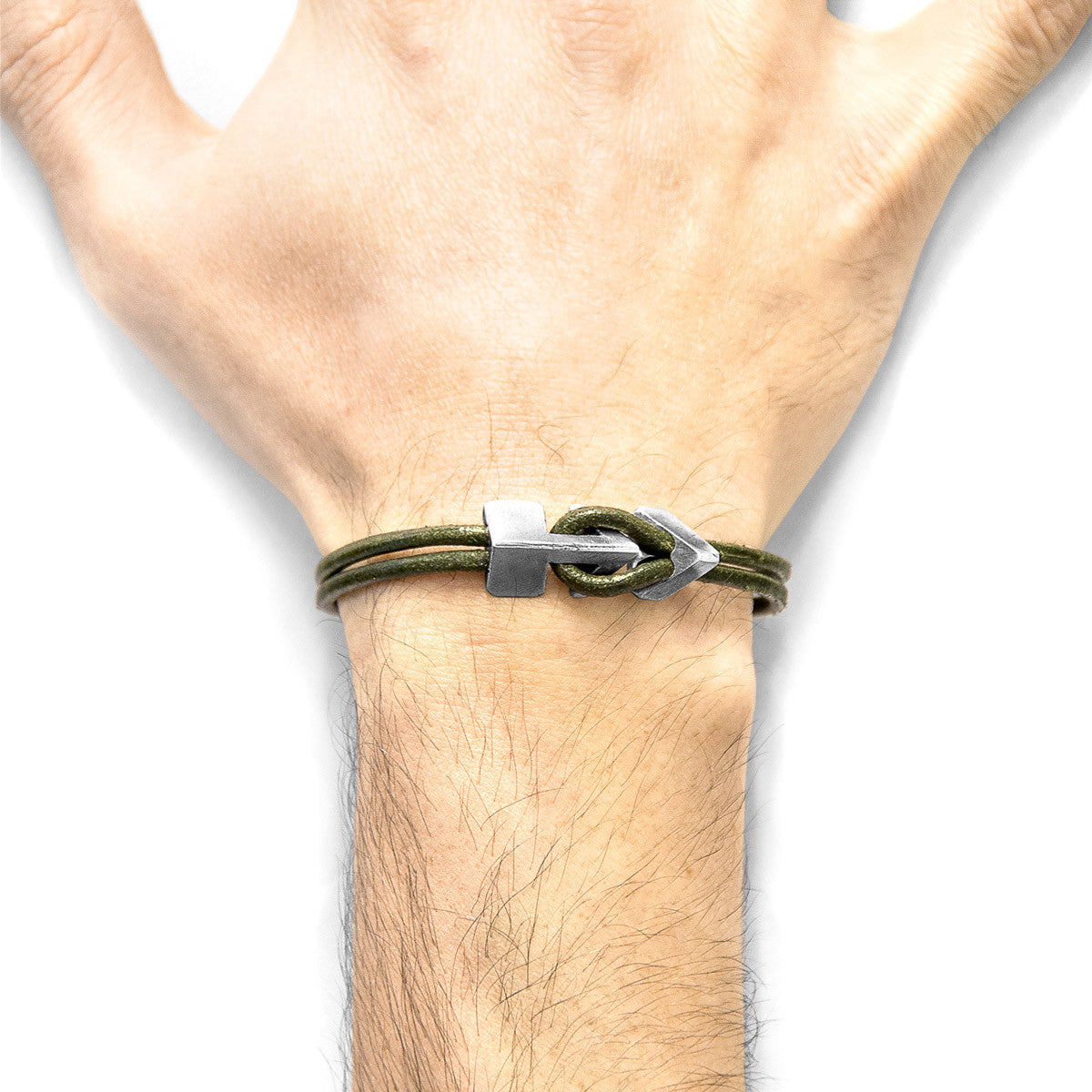 Racing Green Brixham Silver and Round Leather Bracelet