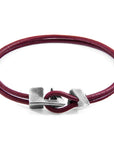 Bordeaux Red Brixham Silver and Round Leather Bracelet