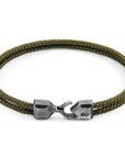 Khaki Green Cromer Silver and Rope Bracelet