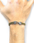 Khaki Green Cromer Silver and Rope Bracelet