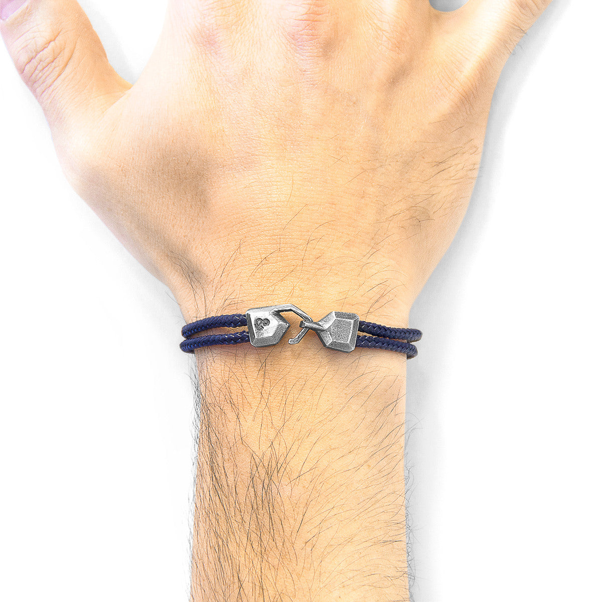 Navy Blue Cromer Silver and Rope Bracelet