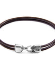 Mocha Brown Cromer Silver and Round Leather Bracelet
