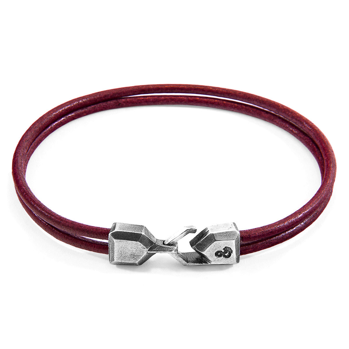 Bordeaux Red Cromer Silver and Round Leather Bracelet