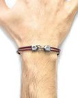 Bordeaux Red Cromer Silver and Round Leather Bracelet
